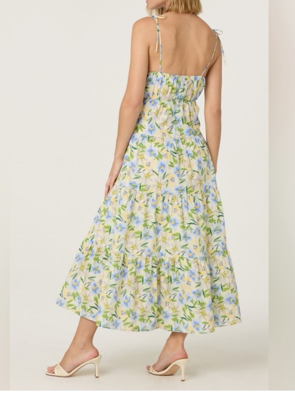 ASTR the label floral Tie Strap Tiered Maxi Dress NEW large - Picture 2 of 14